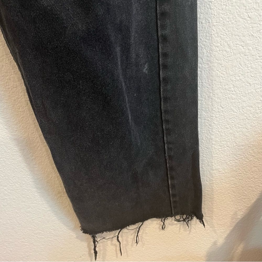 Bershka charcoal gray black straight cropped jeans distressed raw hem size 4 - Picture 5 of 12